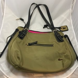 black and tan nylon Dooney and Bourke purse